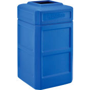 Global Industrial Square Plastic Waste Receptacle With Flat Lid, 42 Gallon, Blue