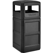 Global Industrial Square Plastic Waste Receptacle With Dome Lid, 42 Gallon, Black