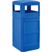 Global Industrial Square Plastic Waste Receptacle With Dome Lid, 42 Gallon, Blue