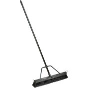 Global Industrial™ 24" Push Broom W/ Plastic Block & Steel Handle, Rough Sweep - Pkg Qty 4