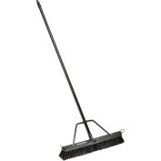 Global Industrial 24" Push Broom W/ Plastic Block & Steel Handle, Rough Sweep - Pkg Qty 4