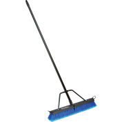 Global Industrial 24" Push Broom W/ Plastic Block & Steel Handle, Multi-Surface Sweep - Pkg Qty 4