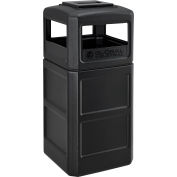 Global Industrial™ Square Plastic Waste Receptacle With Ashtray Lid, 42 Gallon, Black