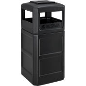 Global Industrial Square Plastic Waste Receptacle With Ashtray Lid, 42 Gallon, Black
