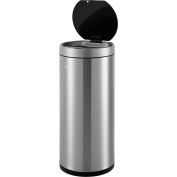 Global Industrial™ Round Motion Sensor Trash Can, 9-1/4 Gallon, Brushed Stainless Steel