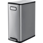 Global Industrial™ Rectangular Step On Trash Can, 12 Gallon, Brushed Stainless Steel