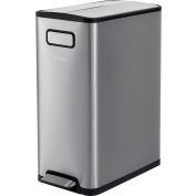 Global Industrial Rectangular Step On Trash Can, 12 Gallon, Brushed Stainless Steel