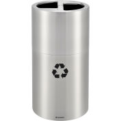 Global Industrial™ Boîte de recyclage multi-flux ronde, total de 25 gallons, aluminium satiné