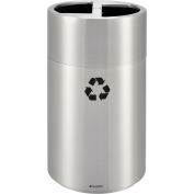 Global Industrial Round Multi-Stream Recycling Can, 31 Gallon Total, Satin Aluminum