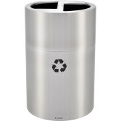Global Industrial Round Multi-Stream Recycling Can, 45 Gallon Total, Satin Aluminum