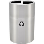Global Industrial™ Boîte de recyclage multi-flux ronde, total de 45 gallons, aluminium satiné