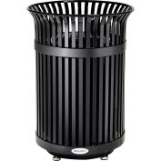 Global Industrial™ Outdoor Heavy-Duty Slatted Steel Trash Can, 36 gallons, 39"H, noir