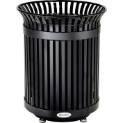 Global Industrial™ Outdoor Heavy-Duty Slatted Steel Trash Can, 36 gallons, 34"H, noir