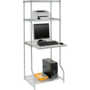 Nexel™ 4-Shelf Wire Computer LAN Workstation, 30"W x 30"D x 74"H, Chrome