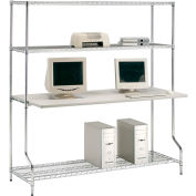 Nexel™ 4-étagère fil LAN poste informatique, W 60" x 30 « D x 74 » H, Chrome