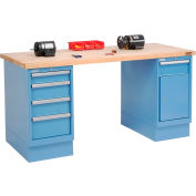 Global Industrial 72 x 30 Maple Square Edge 4 Drawer & Cabinet Workbench