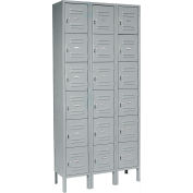 Global Industrial Six Tier 18 Door Box Locker, 12"Wx18"Dx12"H, Gray, Unassembled