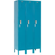 Global Industrial 1-Tier 3 Door Digital Locker, 12"W x 12"D x 60"H, Blue, Assembled