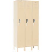 Global Industrial 1-Tier 3 Door Digital Locker, 12"W x 12"D x 60"H, Tan, Assembled