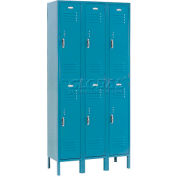 Global Industrial™ Paramount® Double Tier 6 Door Locker, 12"Wx12"Dx36"H, Blue, Unassembled