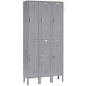 Paramount® Locker Double Tier 12x18x36 6 Door Assembled Gray