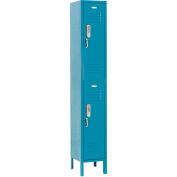 Global Industrial™ 2-Tier 2 Door Digital Locker, 12"L x 15"P x 78"H, Bleu, Assemblé
