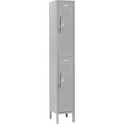 Global Industrial 2-Tier 2 Door Digital Locker, 12"W x 15"D x 36"H, Gray, Assembled