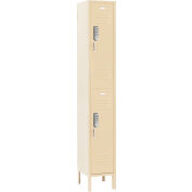 Global Industrial 2-Tier 2 Door Digital Locker, 12"W x 15"D x 36"H, Tan, Assembled