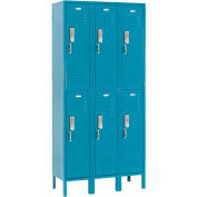 Global Industrial 2-Tier 6 Door Digital Locker, 12"W x 15"D x 36"H, Blue, Assembled