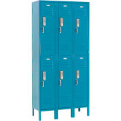 Global Industrial™ 2-Tier 6 Door Digital Locker, 36"L x 15"P x 78"H, Bleu, Assemblé