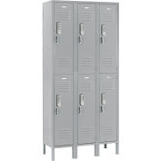 Global Industrial 2-Tier 6 Door Digital Locker, 12"W x 15"D x 36"H, Gray, Assembled