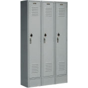 Global Industrial Paramount® Single Tier 3 Door Locker, 12"Wx12"Dx72"H, Gray, Unassembled