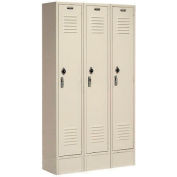 Global Industrial™ Paramount® Single Tier 3 Door Locker, 12"Wx12"Dx60"H, Tan, Unassembled