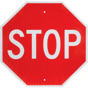 Global Industrial™ Aluminum Sign - Stop - 0,08" Épais, Blanc/Rouge, 652645