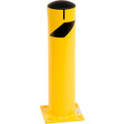 Global Industrial Steel Bollard w/Chain Slots & Removable Cap, 5-1/2"Dia. x 24"H, Yellow