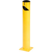 Global Industrial Steel Bollard w/Chain Slots & Removable Cap, 5-1/2"Dia. x 36"H, Yellow