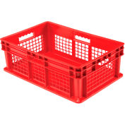 Global Industrial™ Mesh Straight Wall Container, Solid Base, 23-3/4"Lx15-3/4"Wx8-1/4"H, Rouge, qté par paquet : 4