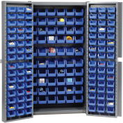 Global Industrial Bin Cabinet Deep Door - 156 Blue Bins, 16-Gauge Assembled Cabinet 38x24x72