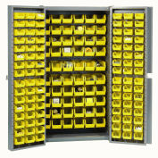 Global Industrial™ Bin Cabinet Deep Door - 156 Yellow Bins, 16-Gauge Assembled Cabinet 38x24x72
