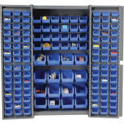 Global Industrial Bin Cabinet Deep Door - 136 Blue Bins, 16-Gauge Assembled Cabinet 38x24x72