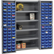 Global Industrial™ Bin Cabinet Deep Door, 96 BL Bin, Shelves, 16 Ga. Assembled Cabinet 38x24x72