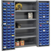 Global Industrial Bin Cabinet Deep Door, 96 BL Bin, Shelves, 16 Ga. Assembled Cabinet 38x24x72