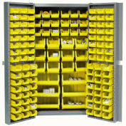Armoire de bac de porte profonde Global Industrial™ de calibre 16, 132 bacs jaunes, 38 » x 24 » x 72 », assemblés