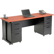 Interion® Office Desk with 6 drawers - 72" x 24" - Cherry