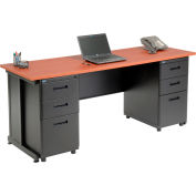 Interion® Bureau avec 6 tiroirs - 72" x 24" - Cerise