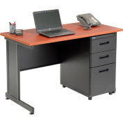 Interion® Bureau avec 3 tiroirs - 48" x 24" - Cerise