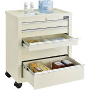 Global Industrial™ 5-Drawer Medical Bedside Cart w / Key Lock, 24-1/2"L x 13-1/4"L x 29"H, Beige