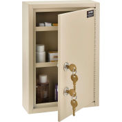 Global Industrial Medical Security Cabinet w/Double Key Locks, 8"W x 2-5/8"D x 12-1/8"H, Beige