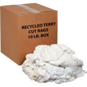 Global Industrial Premium Recycled White Cotton Terry Cut Rags, 10 Lb. Box