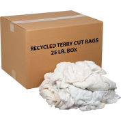 Industrial™ global Premium recyclé blanc coton Terry coupe chiffons, boîte de 25 livres